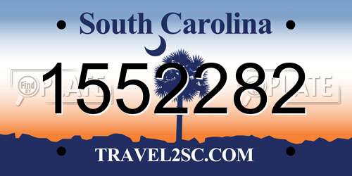 1552282 South Carolina License Plate