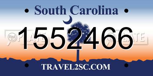 1552466 South Carolina License Plate