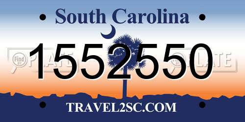 1552550 South Carolina License Plate