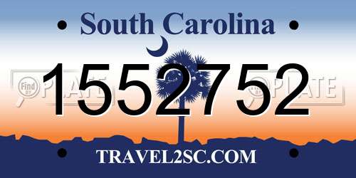 1552752 South Carolina License Plate