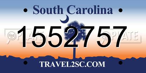 1552757 South Carolina License Plate