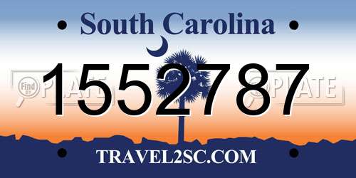 1552787 South Carolina License Plate