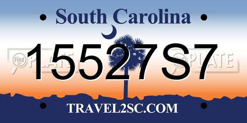 15527S7 South Carolina License Plate