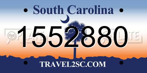 1552880 South Carolina License Plate