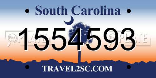 1554593 South Carolina License Plate