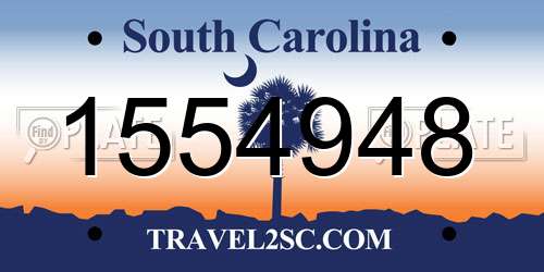 1554948 South Carolina License Plate