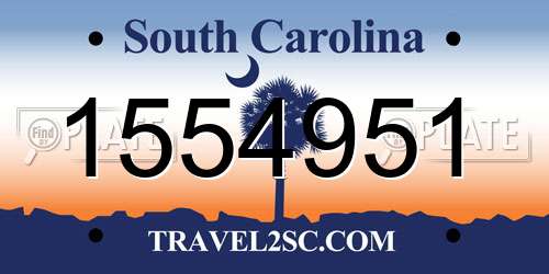 1554951 South Carolina License Plate