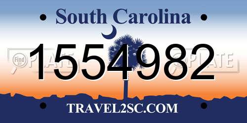 1554982 South Carolina License Plate