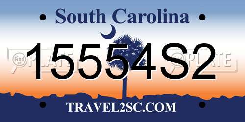 15554S2 South Carolina License Plate