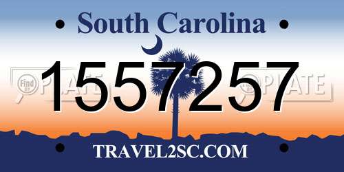 1557257 South Carolina License Plate