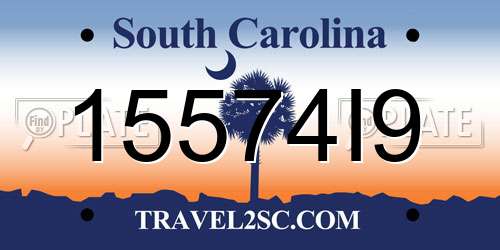 15574I9 South Carolina License Plate