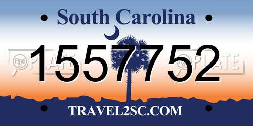 1557752 South Carolina License Plate