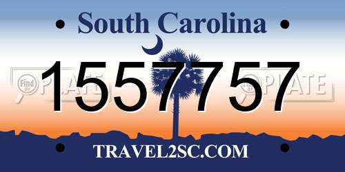 1557757 South Carolina License Plate