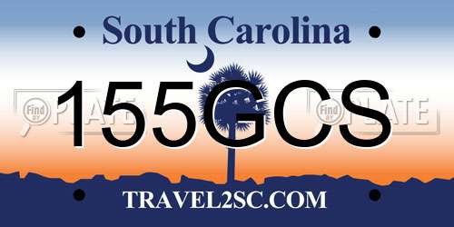 155GCS South Carolina License Plate