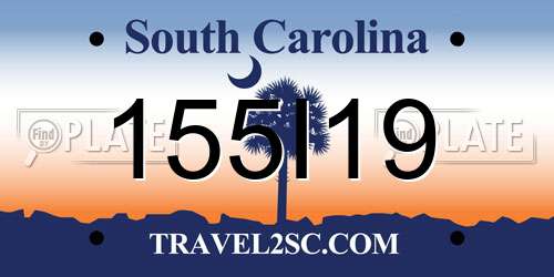 155I19 South Carolina License Plate