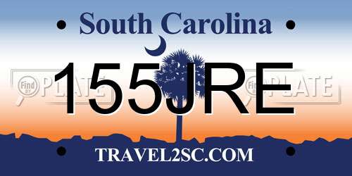 155JRE South Carolina License Plate