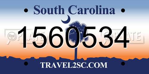 1560534 South Carolina License Plate
