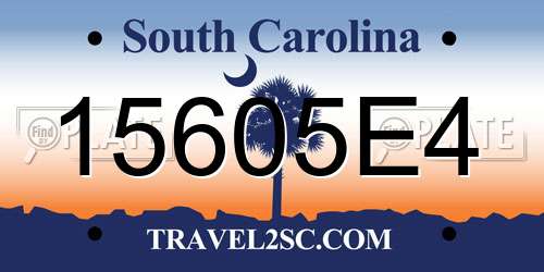 15605E4 South Carolina License Plate