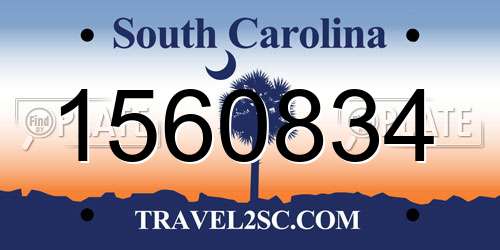 1560834 South Carolina License Plate