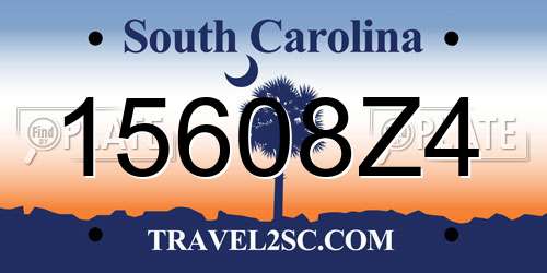 15608Z4 South Carolina License Plate