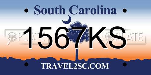 1567KS South Carolina License Plate