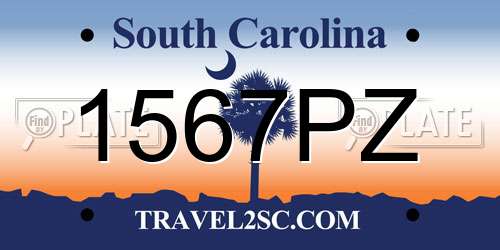 1567PZ South Carolina License Plate