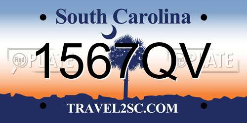 1567QV South Carolina License Plate