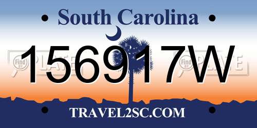 156917W South Carolina License Plate