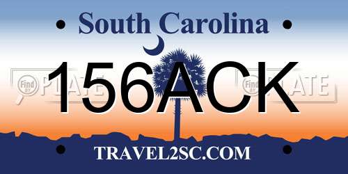 156ACK South Carolina License Plate