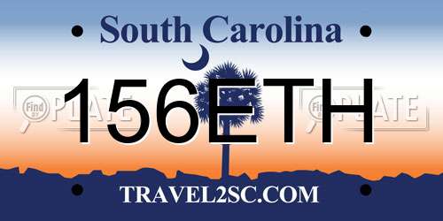 156ETH South Carolina License Plate