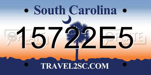 15722E5 South Carolina License Plate