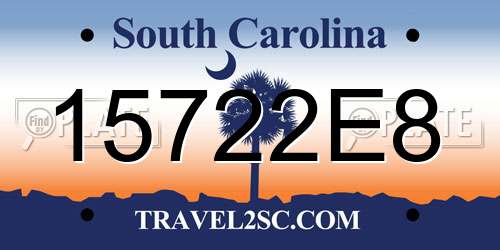 15722E8 South Carolina License Plate