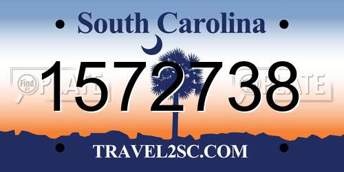 1572738 South Carolina License Plate