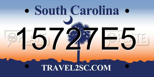 15727E5 South Carolina License Plate