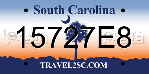 15727E8 South Carolina License Plate