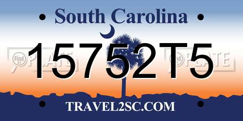 15752T5 South Carolina License Plate
