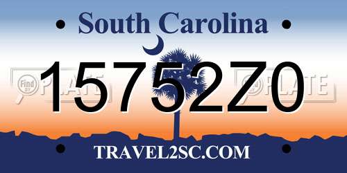 15752Z0 South Carolina License Plate