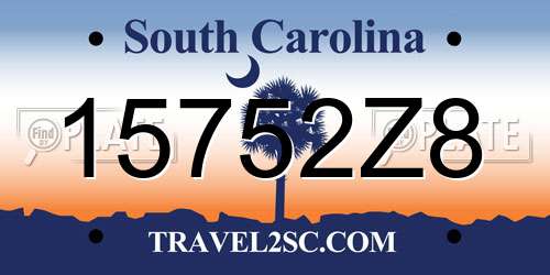 15752Z8 South Carolina License Plate
