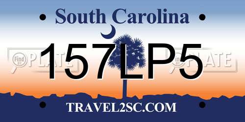 157LP5 South Carolina License Plate