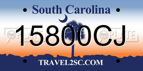 15800CJ South Carolina License Plate