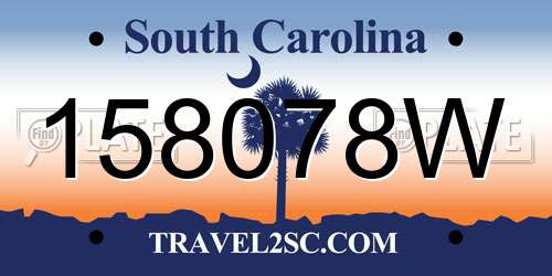 158078W South Carolina License Plate