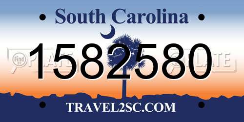 1582580 South Carolina License Plate
