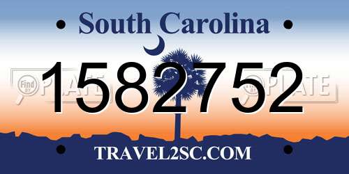 1582752 South Carolina License Plate