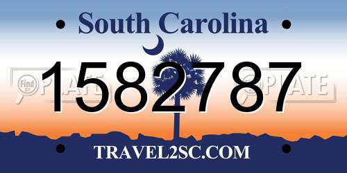 1582787 South Carolina License Plate