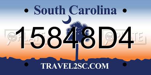 15848D4 South Carolina License Plate