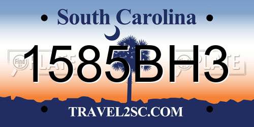 1585BH3 South Carolina License Plate