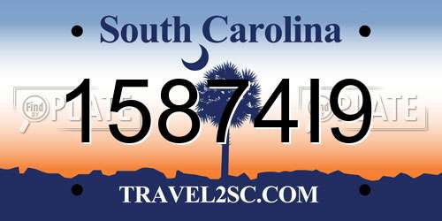 15874I9 South Carolina License Plate