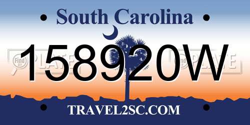 158920W South Carolina License Plate
