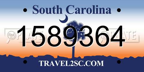 1589364 South Carolina License Plate