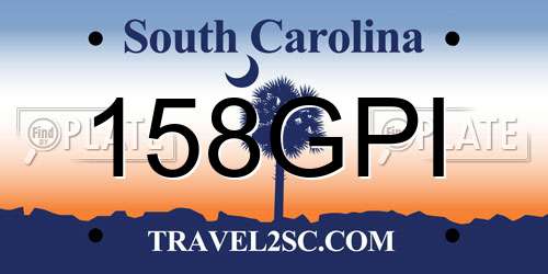 158GPI South Carolina License Plate